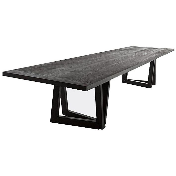 Industrial Pine Wood Table for Restaurant Rectangle Dining Table with Double Pedestal Base