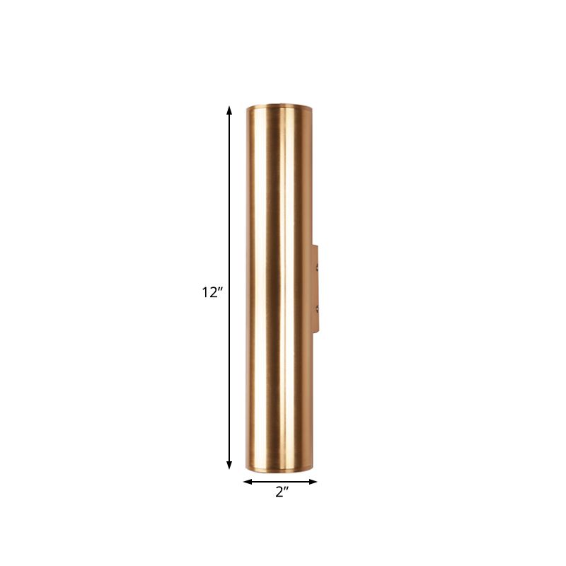 Aparte de la pared del cilindro de oro Estilo moderno 2 "/3" Lámpara de pared de metal LED de ancho en oro para corredor