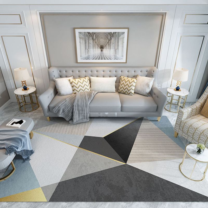 Trendy Home Decor Rug Multi-Color Geometric Area Carpet Polypropylene Anti-Slip Pet Friendly Rug