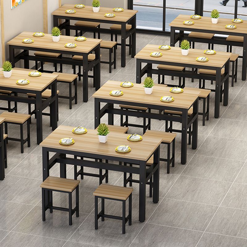 Industrial Restaurant Rectangle Legs Dining Table and Dining Chairs