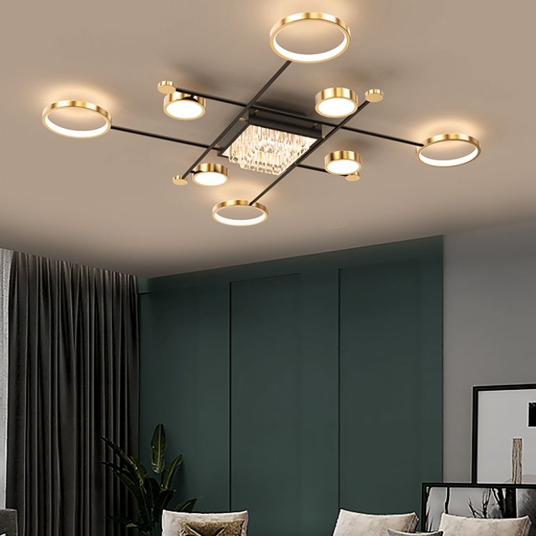 Éclairage du Mont-Flush moderne Sputnik Crystal Flush Mount Ceiling Light for Living Room