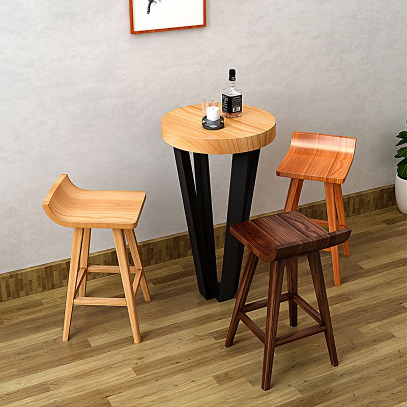 Modern Armless Backrest Counter Stool Wood Cafe Bar Stool with Seat and Pedal