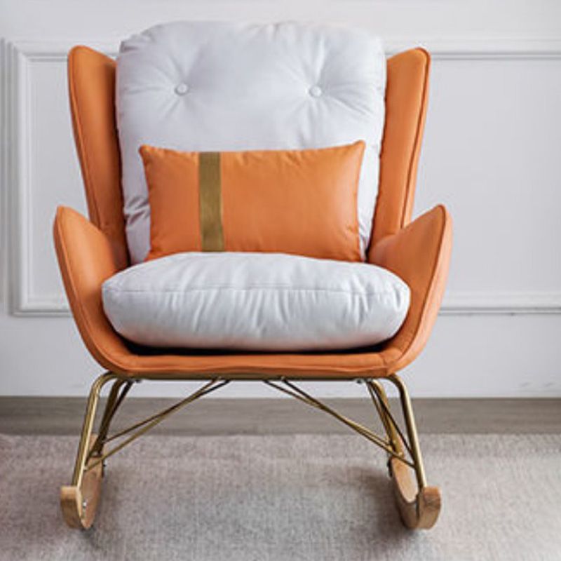 Magnificent Leather Rocking Chair Removable Cushions Rocker Chair with Pillow