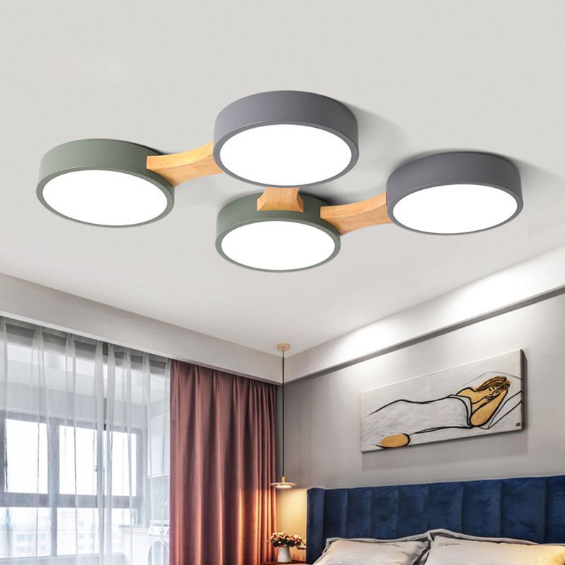 Moderne minimalistische LED-plafondlamp Houten Spoetnik Inbouw met acrylkap