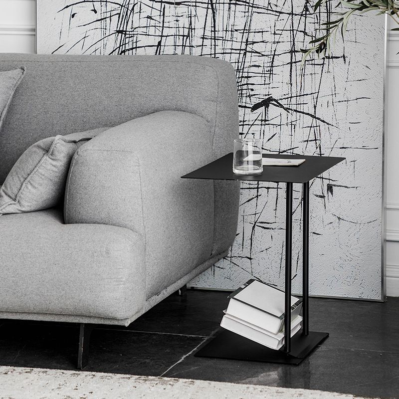 Mid-Century Modern End Table Metal C-shape Sofa Side Accent Table