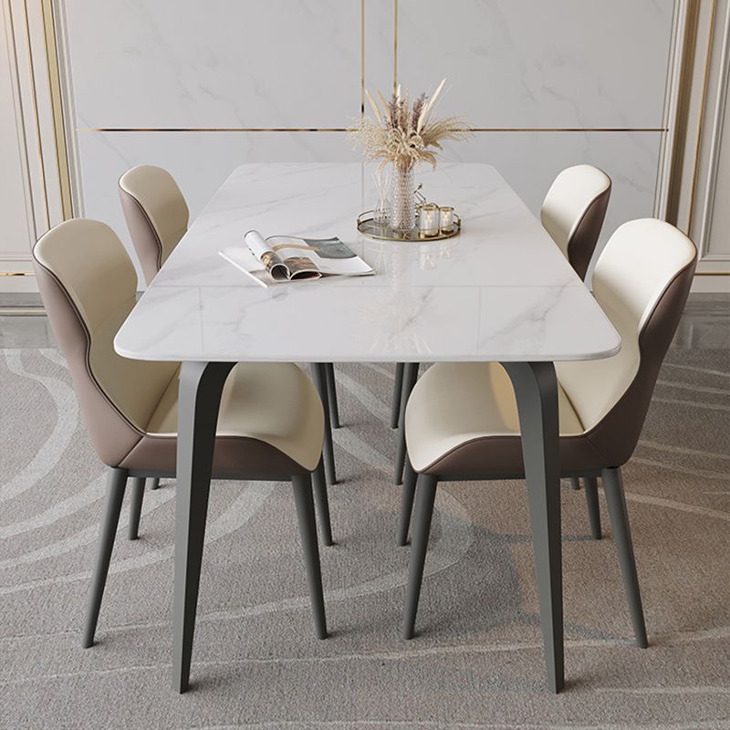 Rectangle Dining Table Set 1/5/7 Pcs White Dinette Set for Home