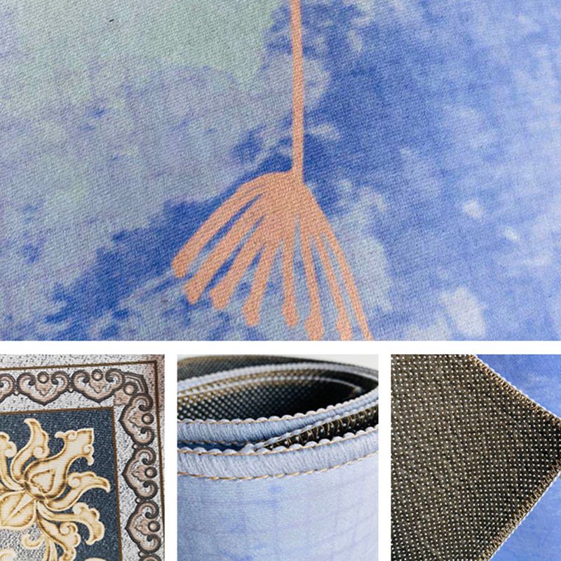 Victoria Floral Pattern Rug White Polyster Carpet Washable Area Carpet for Living Room