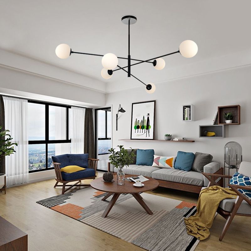 Burbujas sala de estar lámpara lámpara de lámpara vidrio de techo de estilo moderno luz en negro