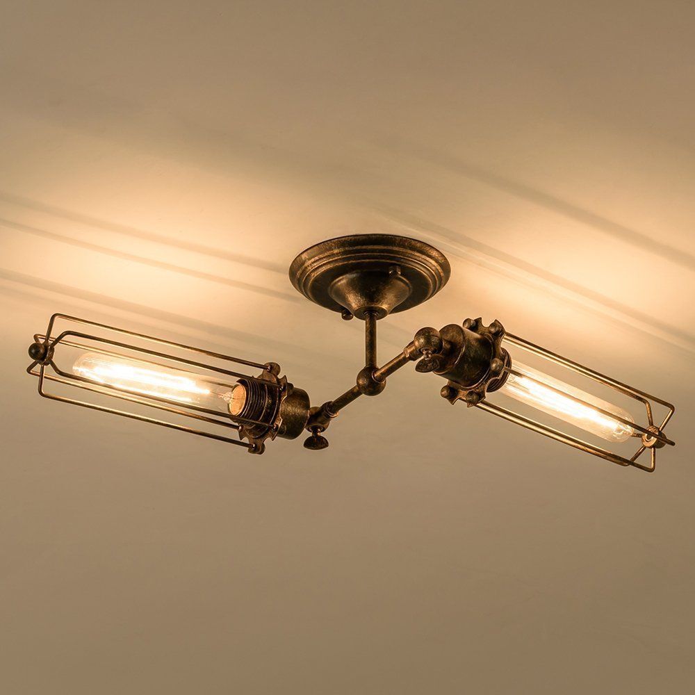 Rust 2 luces Lámpara de matriz de pared Cilindro de metal industrial CAJA DE LUZ DE LUZ MONTADA DE LA MUBAL