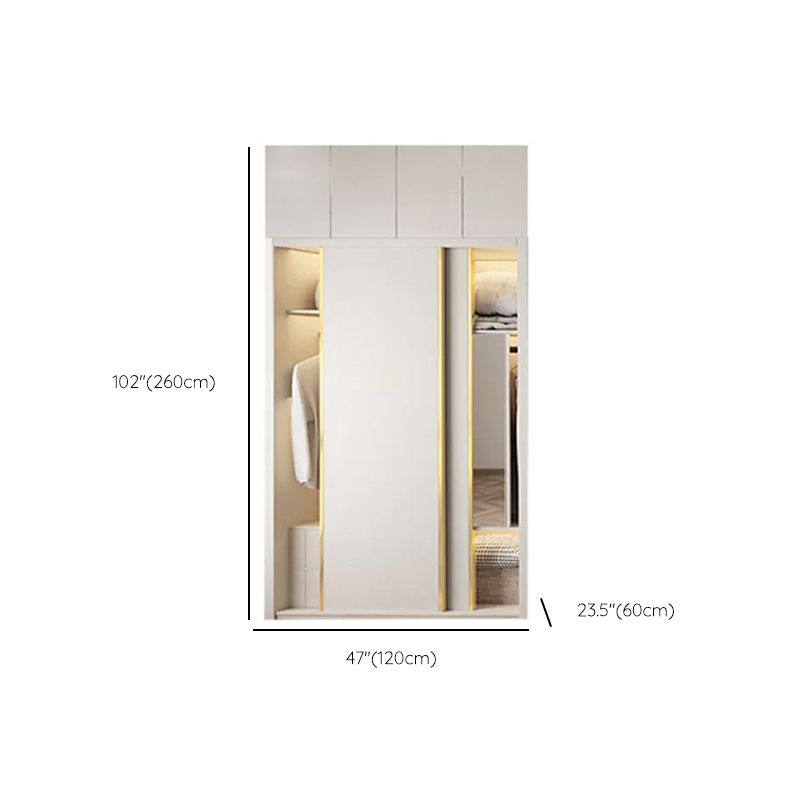 Engineered Wood Wardrobe Cabinet Modern Style Wardrobe Closet with Mirror