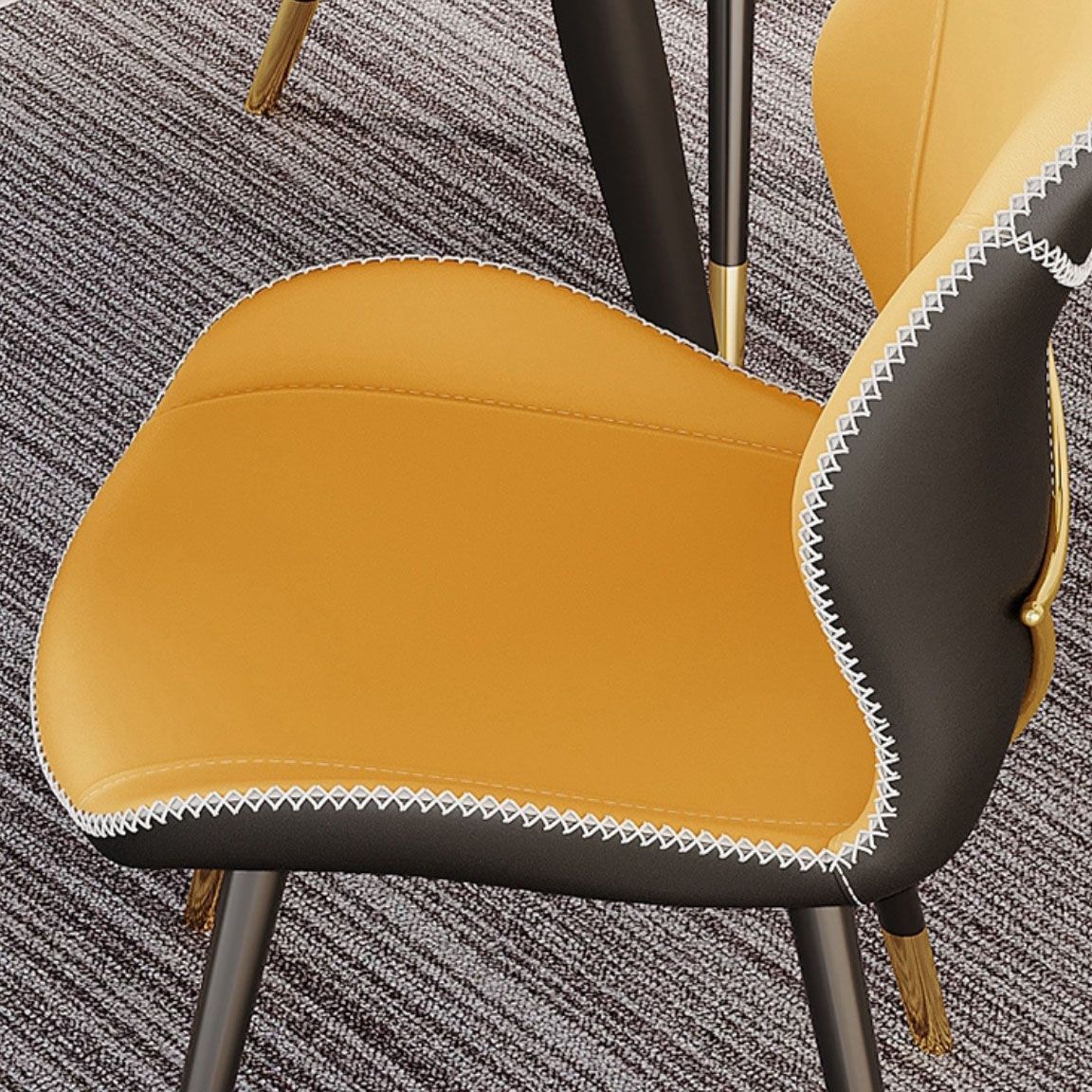 Glam Leather Dining Chair Wingback Side Furniture in Matte Finish for Indoor