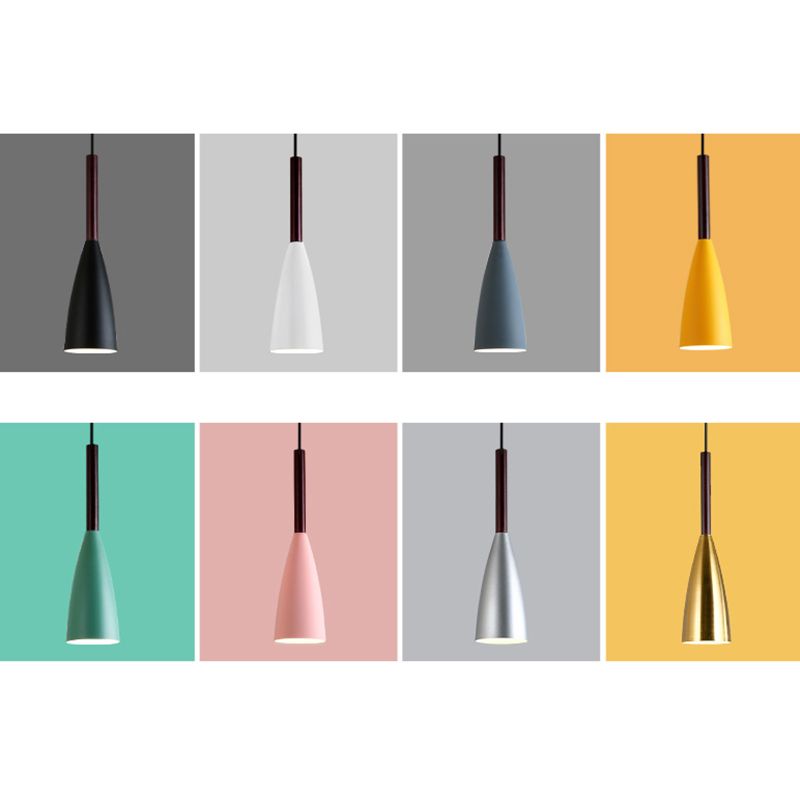 Cone Shape Hanging Lighting Modern Style Metal 1 Light Pendant Lamp for Bedside