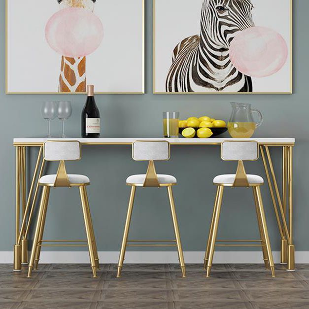 Modern Pub Table with Gold Metal Legs Rectangle Marble Top Bistro Table