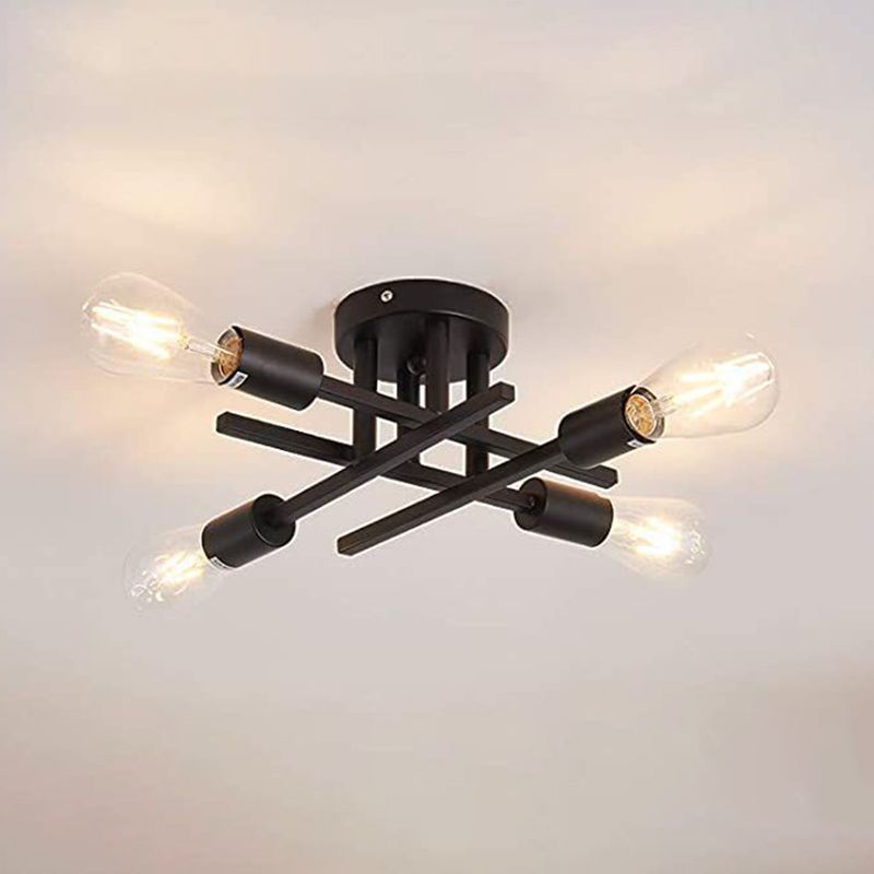 Industrial Style Iron Ceiling Light 4-Lights Stripe Shape for Bedroom