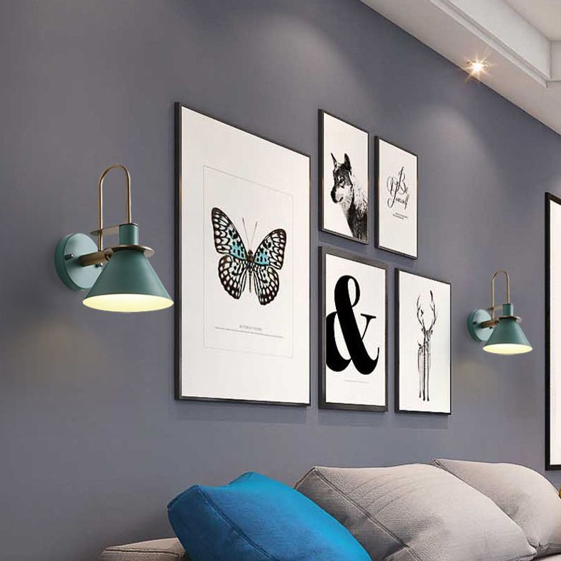 Shaded Wall Light Sconce Nordic Minimalist Style Metal 1 Light Sconces