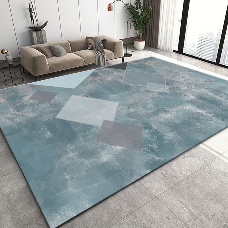 Black Modern Rug Polyester Pattern Rug Washable Indoor Rug for Home Decor