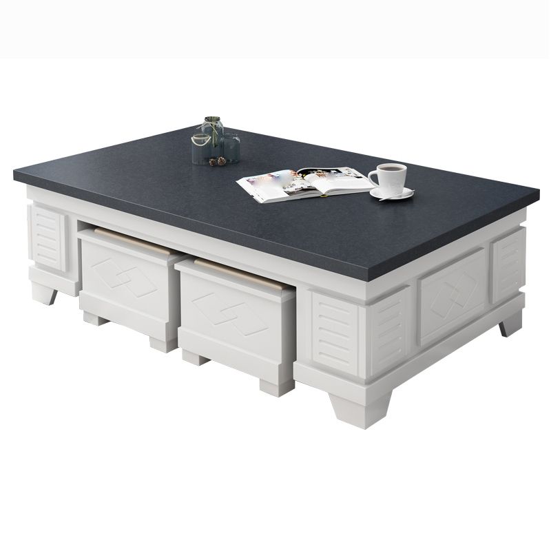 Modern Wood Coffee or End Table with Storage Cocktail Table Rectangular in Black