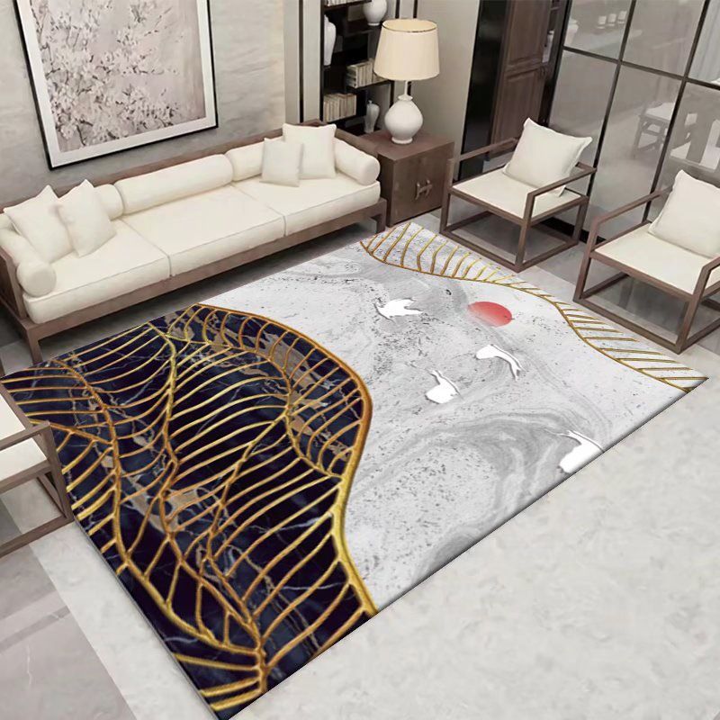 Donkergrijs modern tapijt polyester grafisch tapijt niet-slip achterste tapijt voor woonkamer