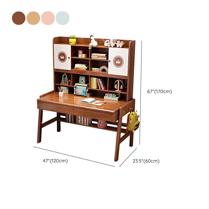 Contemporary Rubberwood Writing Desk with Side Storage Hook Writing Desk