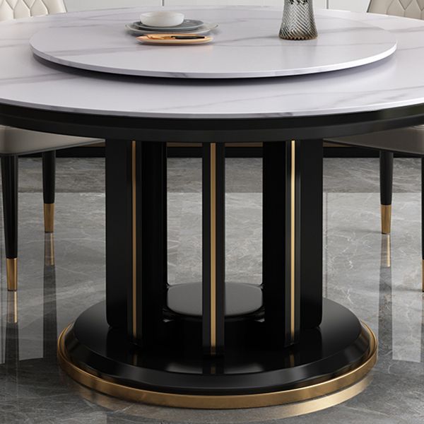 Modern Simple Dining Table Round Dinner Table with Rubberwood Base for Dining Room