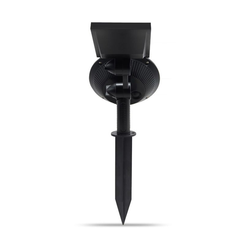 Minimalist Circular LED Lawn Light Plastic Backyard Solar Powered Stake Spotlight in Black, 1 Pc