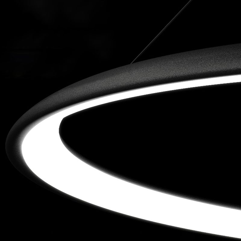 Aluminum Kitchen Island Fixture in Black Finish LED Contemporary Ceiling Pendant Light