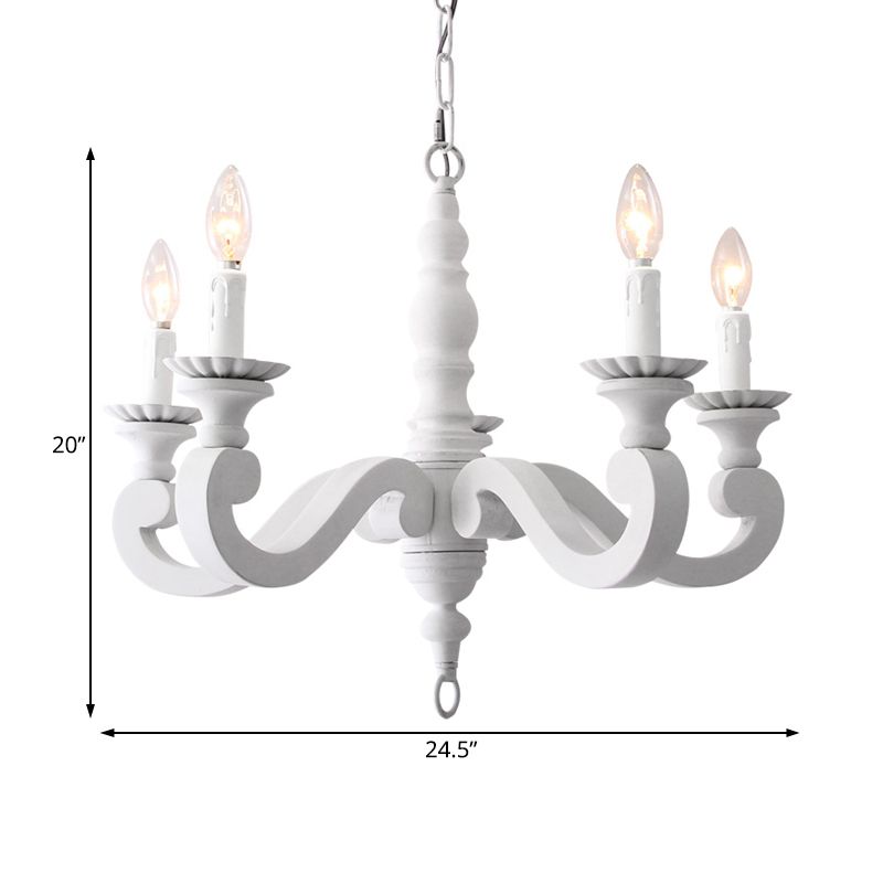 Spur Metal Hanging Chandelier Contemporary 5 Heads White Ceiling Pendant Light for Bedroom