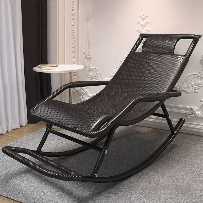 Traditional Indoor Recliner Chair Wicker Rocking Chair  Woven Rattan