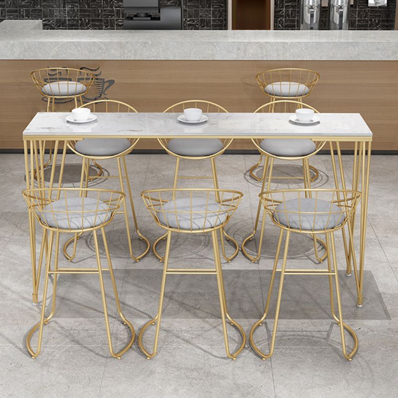 Glam Backrest Dining Stools Round Armless Bar Stools with Cushion