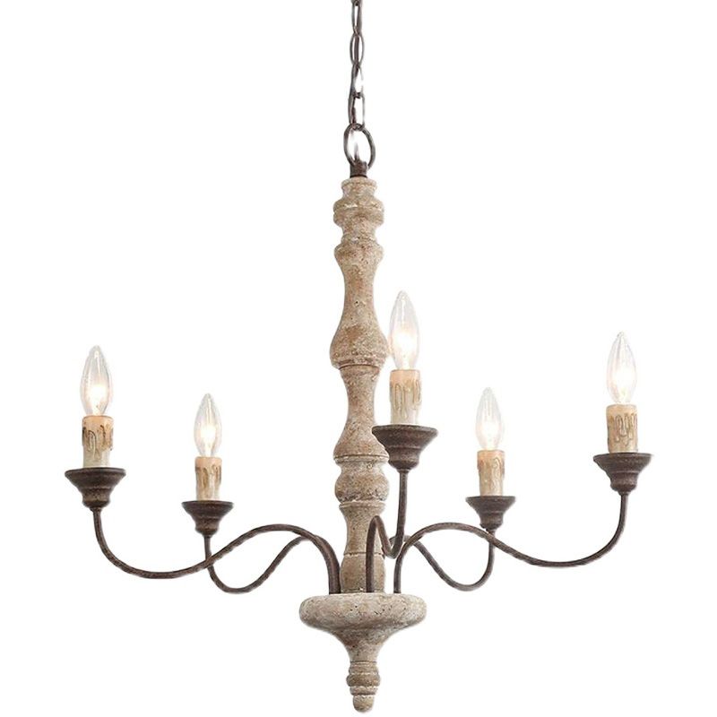 Chandelier de bougie blanche en détresse Style country françai