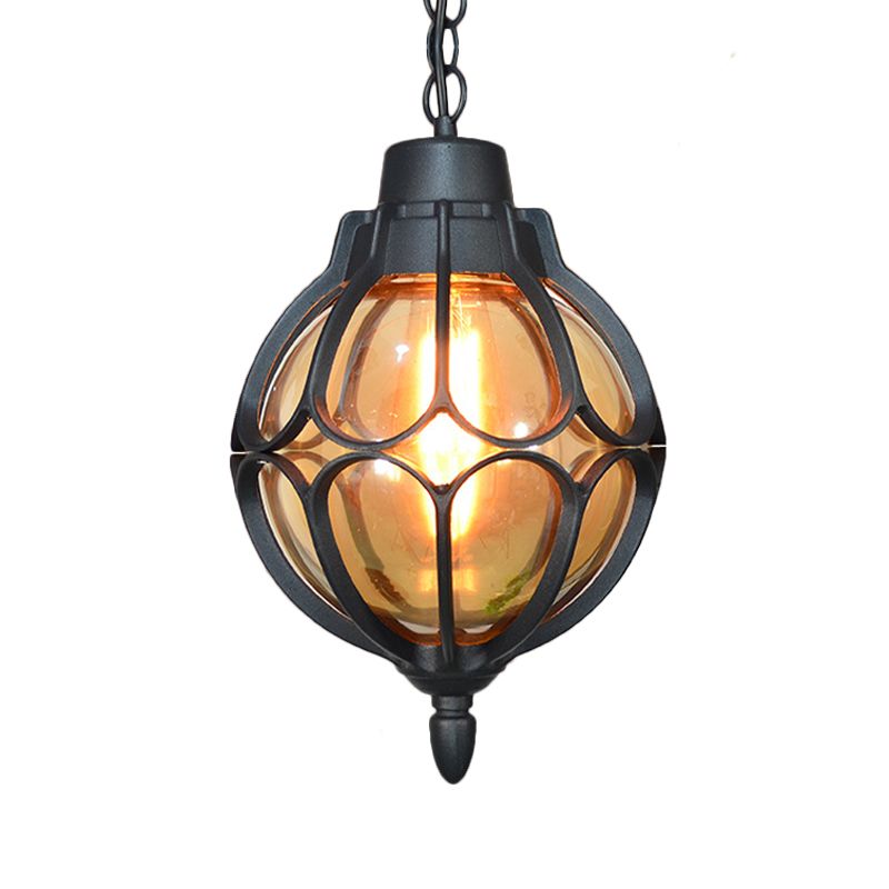 1 Licht 7 "/9"/11 "Weitkugel Anhängerlampe Vintage Bernstein Glashängung Lampe in Schwarz/Bronze/Gold