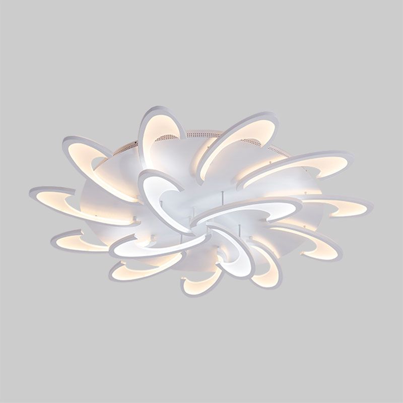 Windmill Flush Ceiling Light Fixture Modern Acrylic 3/6/12-Light Living Room Flushmount Lighting in Warm/White/Natural Light