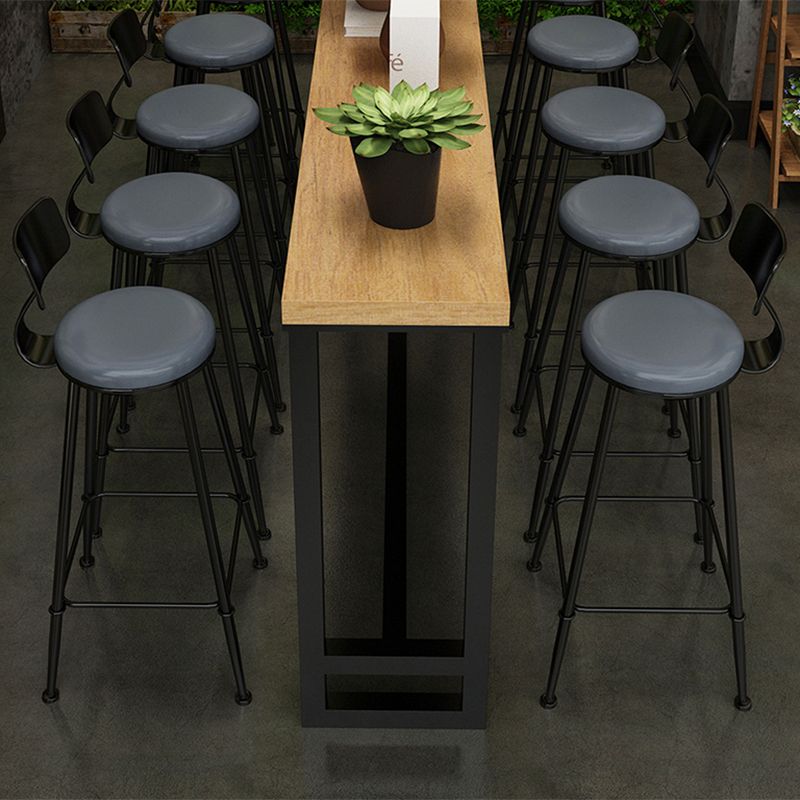 Industrial Bar Dining Table Rectangle Bar Solid Wood Table in Brown