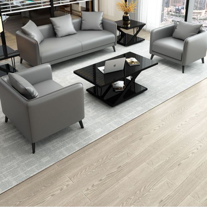 24.8" High Sofa Faux Leather/Genuine Leather Tuxedo Arm Sofa with Pillows