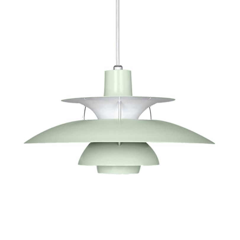 3 Layers Pendant Light with Flared Shade Macaron Style Aluminum 1 Light Black/Gray Hanging Lamp, 12"/16" Wide