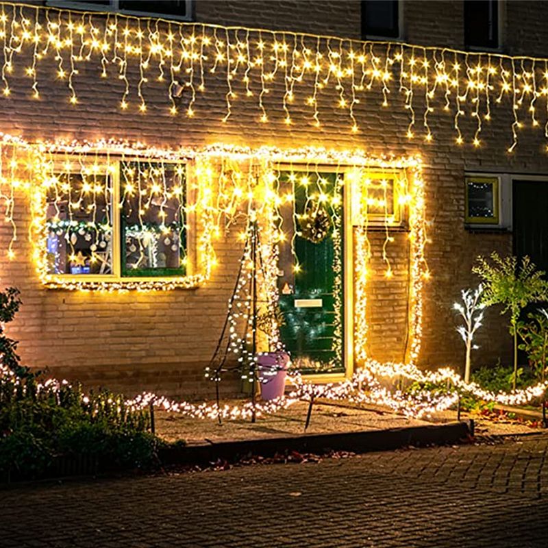 Nordic Icicles Curtain String Lights Plastic Outdoor LED Solar Christmas Light