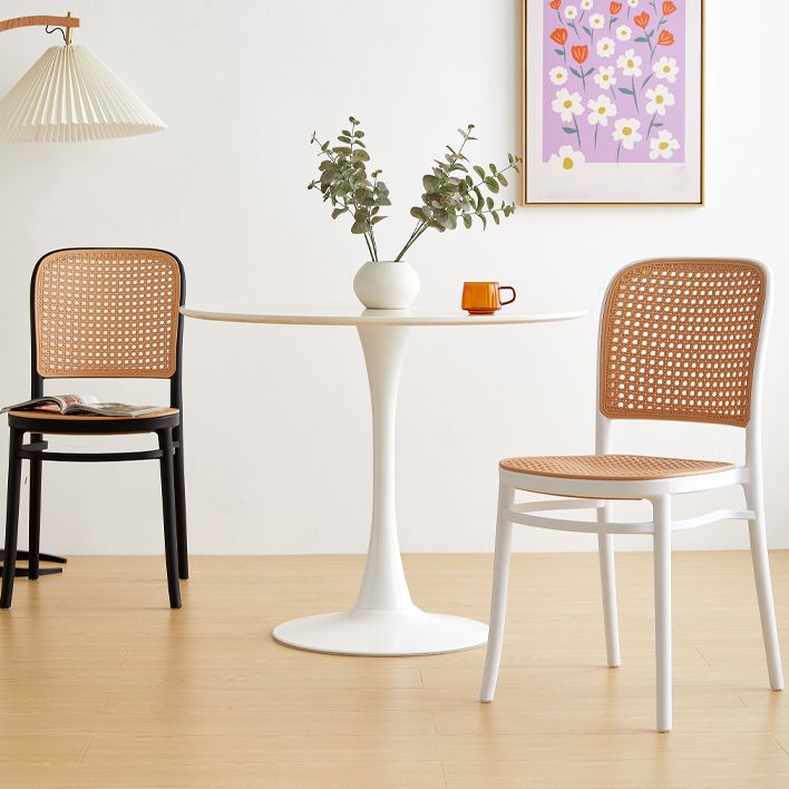 Silla lateral contemporánea interior Silla de comedor plástica con respaldo abierto
