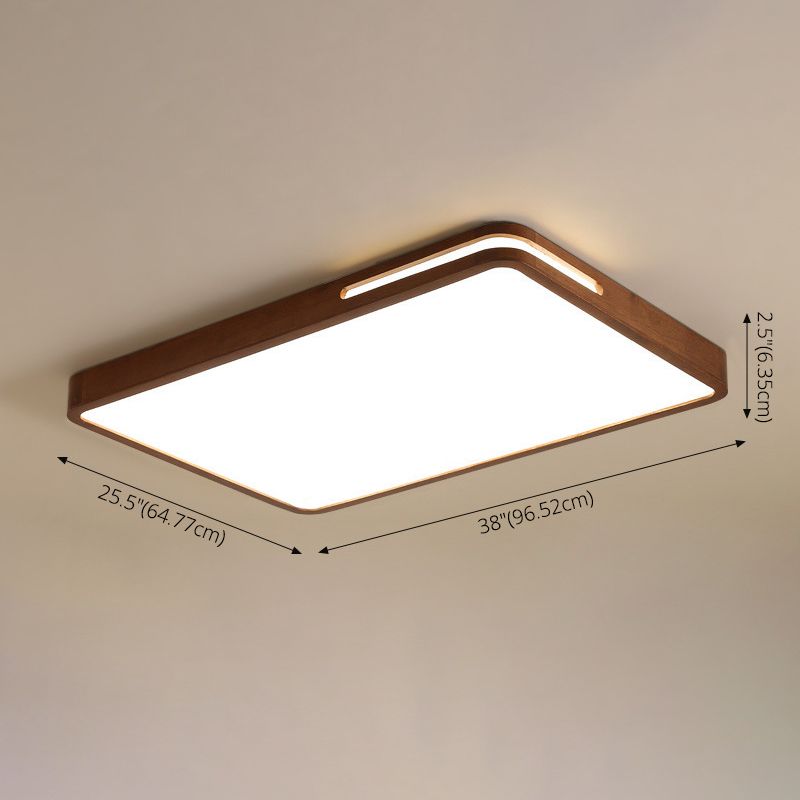 Donkerbruin geometrisch inbouwlicht Minimalistisch LED houten plafondlicht voor slaapkamer