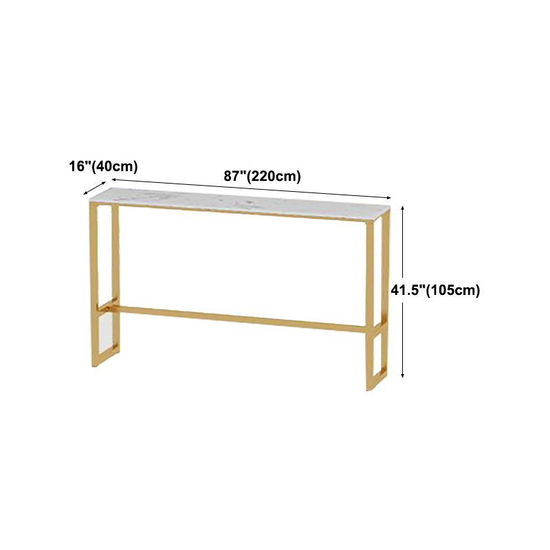 Glam White Marble Pub Table with Rectangle Table Top Gold Trestle Table - 42" H