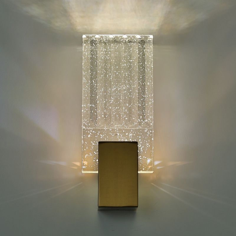 Bobble Crystal Rectangular LED SCONCE Postmodern Brass Wall Lighting per camera da letto
