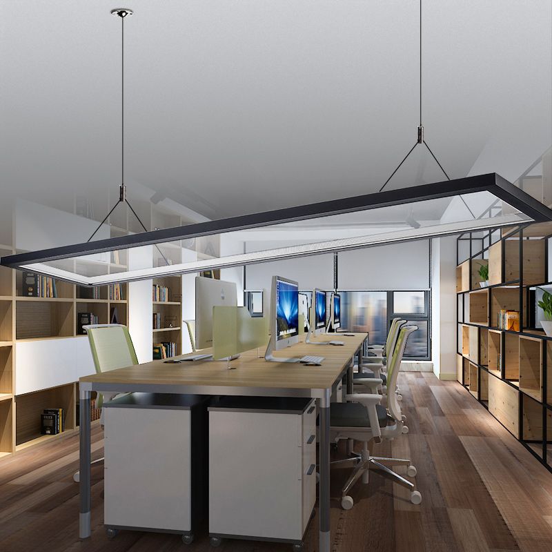 Silver/nero Ultra Slim sospeso a sospensione moderna Kit di luce a soffitto acrilico a led per ufficio