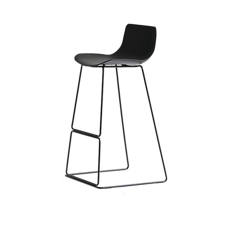 Modern Backrest Armless Counter Stool Iron High Stool with Plastic Cushion
