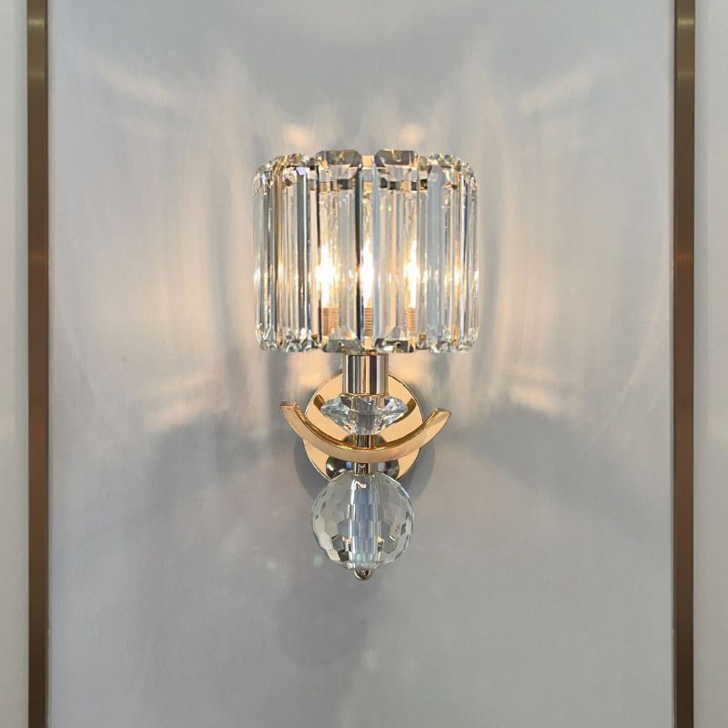 Crystal Gold Wall Lamp in Modern Luxury Style Electroplate Metal Wall Light for Interior Spaces