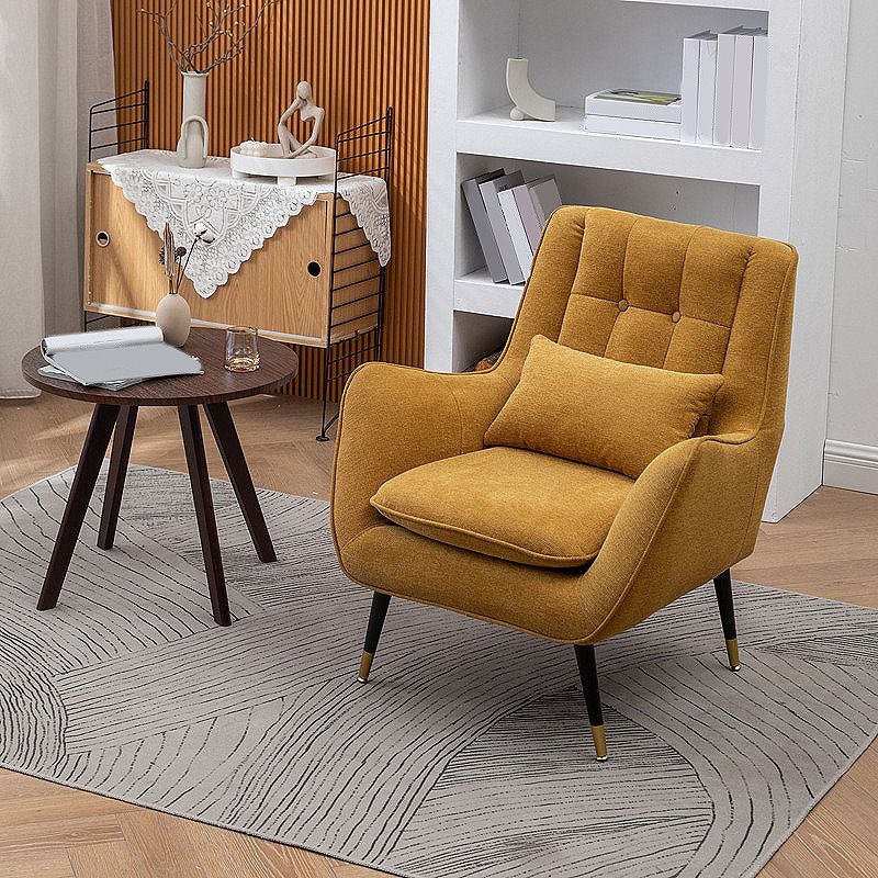 30.7" Wide Arm Chair Linen Blend/Faux Leather Arm Chair with Basic Four Leg