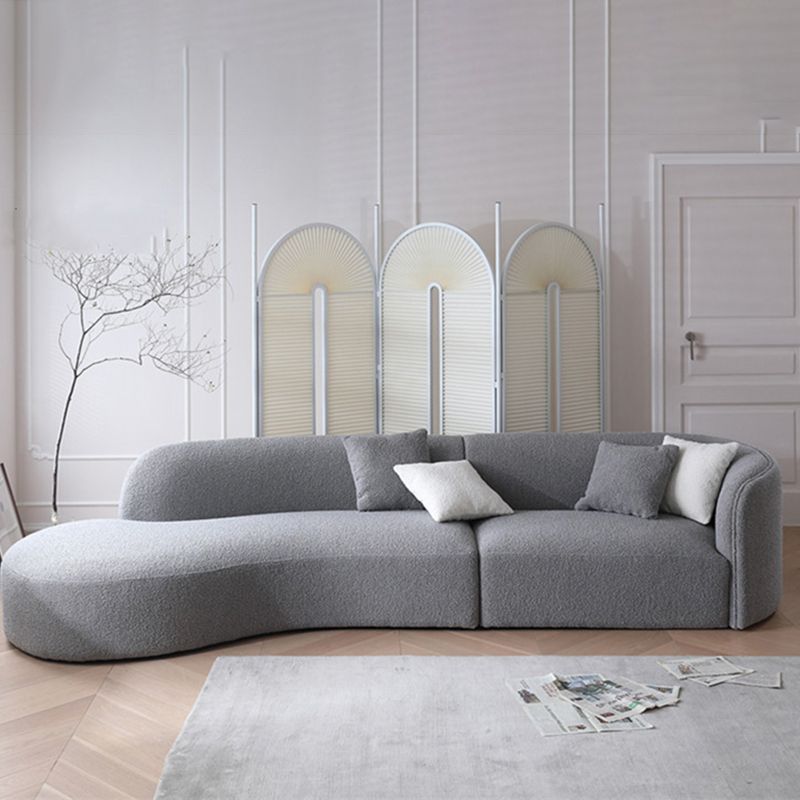 Scandinavian Curved Sofa with Chaise 49.21-In D 4-Seater Sofa