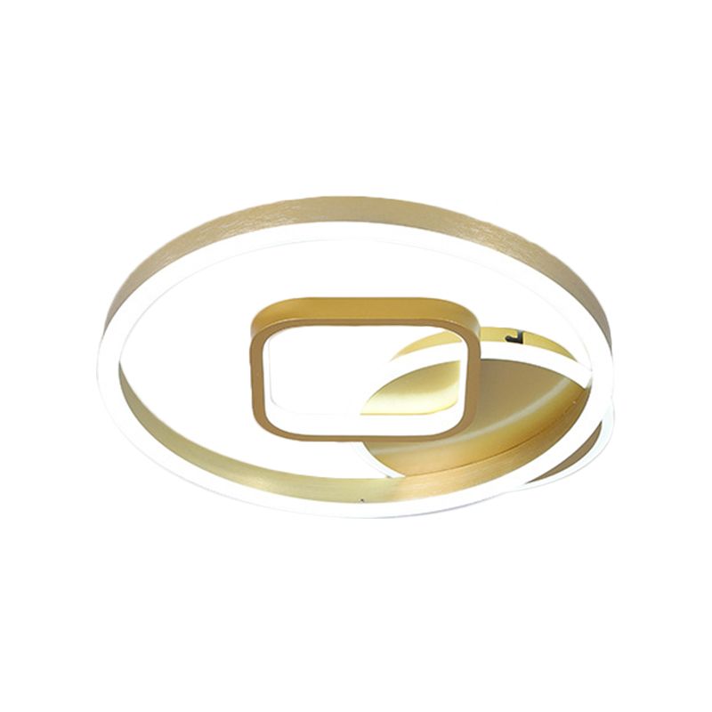 Metal Hoop and Square Ceiling Flush Minimalism 18"/22" Wide LED Gold Flush Mount Fixture, Warm/White Light