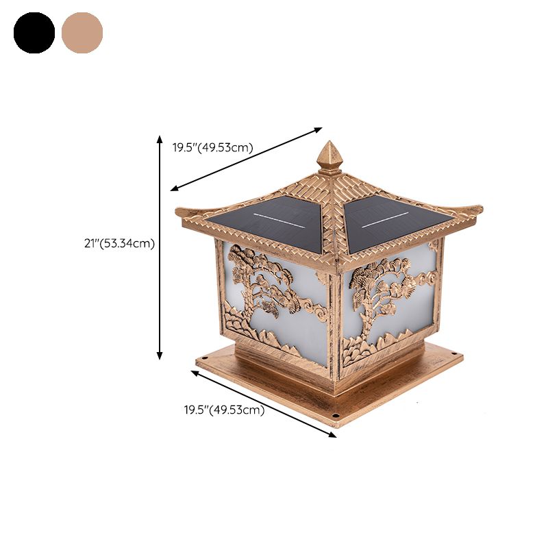 Modern Metallic Pillar Lamp Creative LED Solar Lighting Fixture for Garden