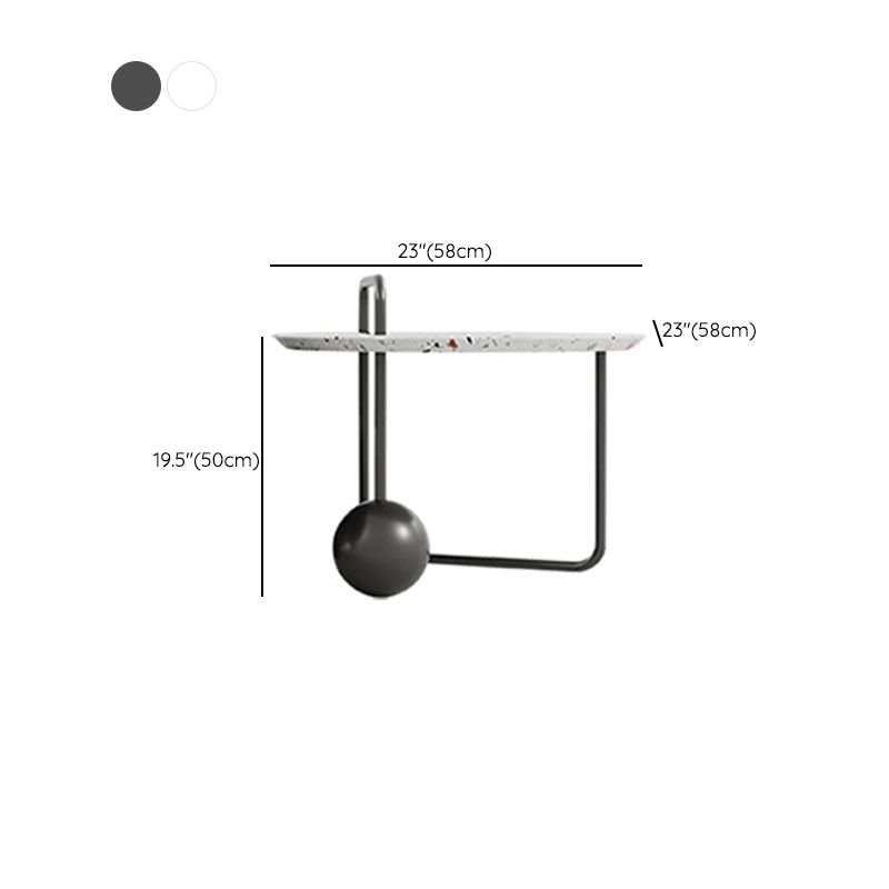 Round Stone Coffee Table Set Stainless Steel Simple Cocktail Table
