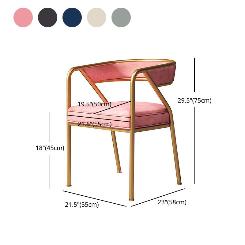 Silla de comedor de terciopelo Glam, sillas laterales de comedor con respaldo abierto para uso en restaurantes