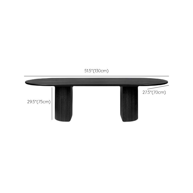 Modern Wooden Table Oval Dinner Room Kitchen Table in Black with Double Pedestal